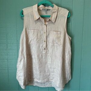 Marc New York 100% Linen Pink Shimmer Sleeveless Top Size Large